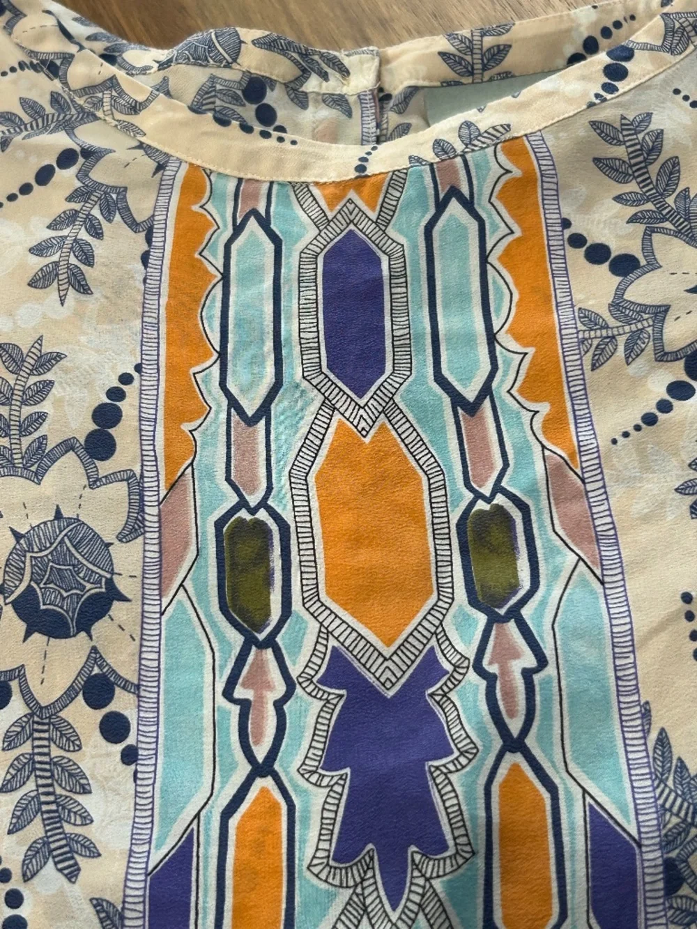 Anthropologie Maeve Sydney Silk Boho Button-up Tunic Multicolor Top size 6 - Picture 3 of 11